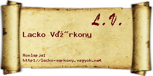 Lacko Várkony névjegykártya