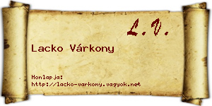 Lacko Várkony névjegykártya